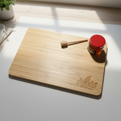 Custom Hochi Hot Honey Bamboo Cutting Board Bundle — Board + 70g Jar + Honey Stick